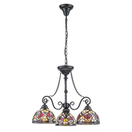Quoizel - Lampadario a sospensione con catena in stile Tiffany LARISSA 3xE27/60W/230V, Ø 63,6 cm