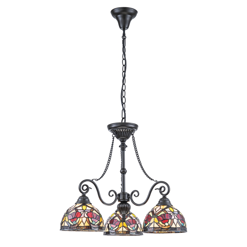 Quoizel - Lampadario a sospensione con catena in stile Tiffany LARISSA 3xE27/60W/230V, Ø 63,6 cm