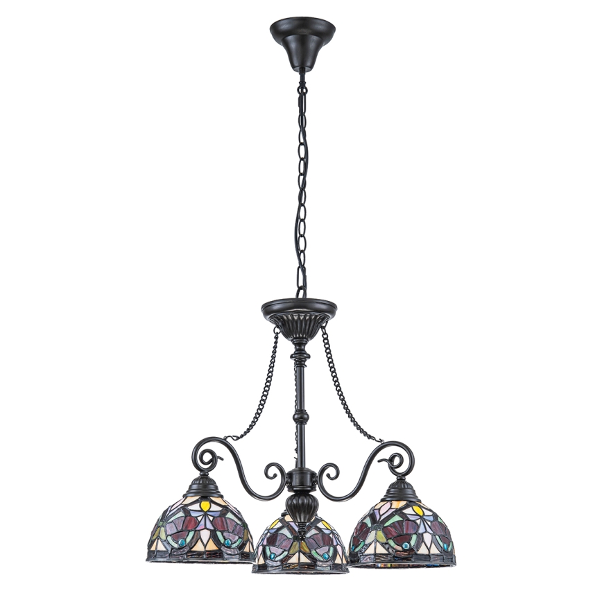 Quoizel - Lampadario a sospensione con catena in stile Tiffany LARISSA 3xE27/60W/230V, Ø 63,6 cm