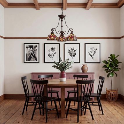 Quoizel - Lampadario a sospensione con catena in stile Tiffany LARISSA 3xE27/60W/230V, Ø 63,6 cm