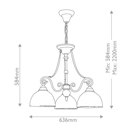 Quoizel - Lampadario a sospensione con catena in stile Tiffany LARISSA 3xE27/60W/230V, Ø 63,6 cm
