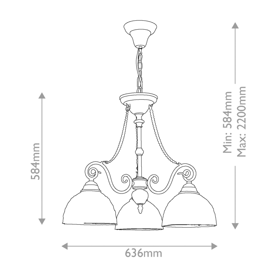 Quoizel - Lampadario a sospensione con catena in stile Tiffany LARISSA 3xE27/60W/230V, Ø 63,6 cm