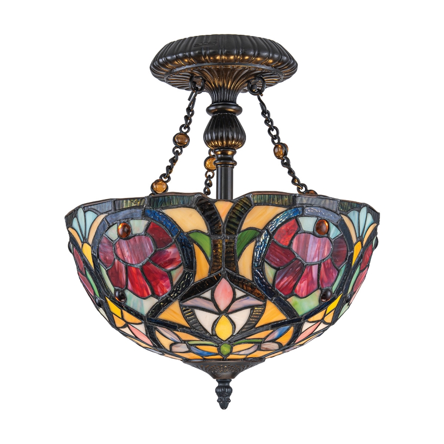 Quoizel - Plafoniera in stile Tiffany LARISSA 2xE27/60W/230V Ø 35 cm