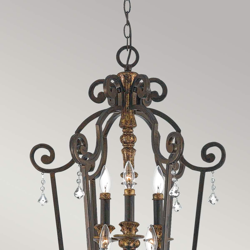 Quoizel - Lampadario a catena MARQUETTE 6xE14/60W/230V in bronzo