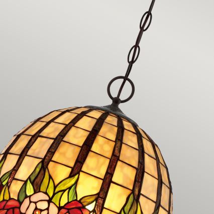 Quoizel - Lampadario a catena in stile Tiffany ROSECLIFFE 3xE27/100W/230V
