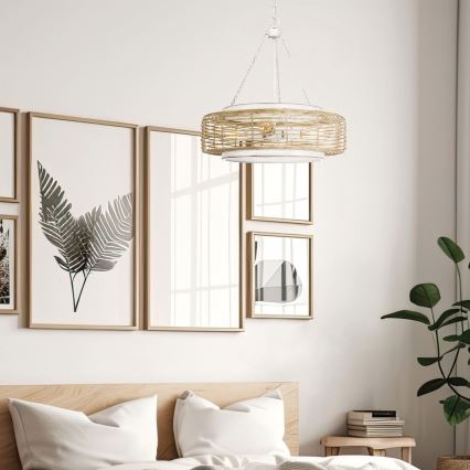 Quoizel - Lampadario a sospensione con catena WAYLON 4xE27/60W/230V Ø 50,4 cm marrone/bianco