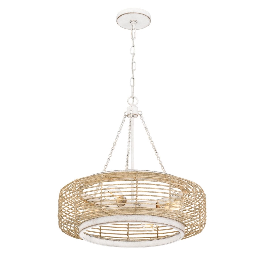 Quoizel - Lampadario a sospensione con catena WAYLON 4xE27/60W/230V Ø 50,4 cm marrone/bianco