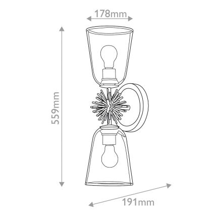 Quoizel - Lampada da parete STARING 2xE27/40W/230V finitura rame