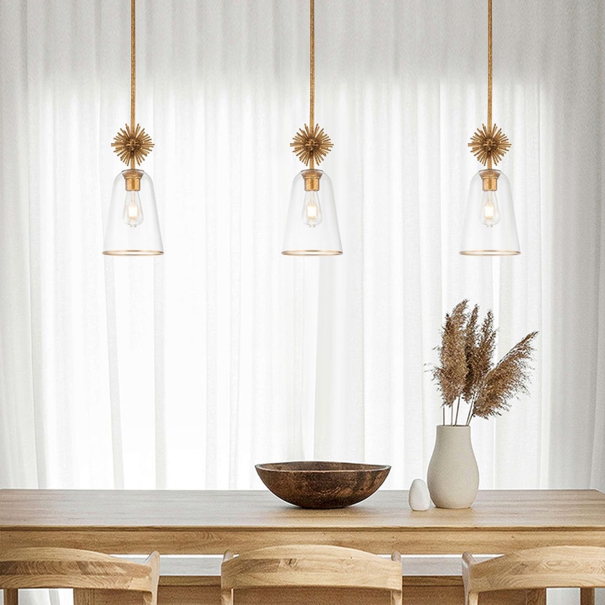 Quoizel - Lampadario a sospensione con supporto rigido STARING 1xE27/40W/230V diametro 18,4 cm oro/patina/limpido
