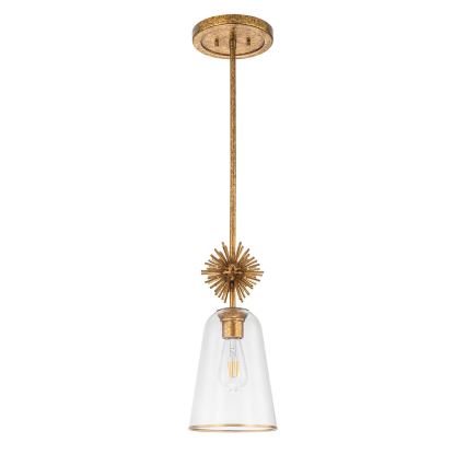 Quoizel - Lampadario a sospensione con supporto rigido STARING 1xE27/40W/230V diametro 18,4 cm oro/patina/limpido