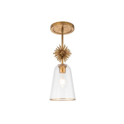 Quoizel - Lampadario a sospensione con supporto rigido STARING 1xE27/40W/230V diametro 18,4 cm oro/patina/limpido