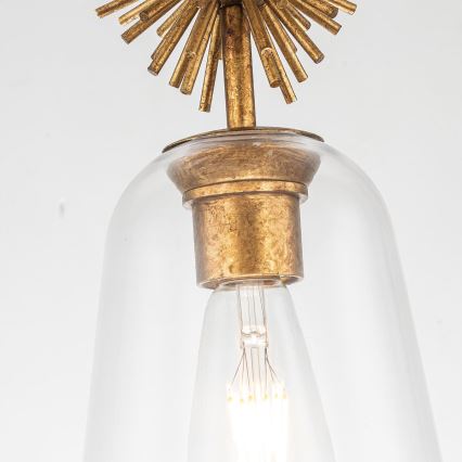 Quoizel - Lampadario a sospensione con supporto rigido STARING 1xE27/40W/230V diametro 18,4 cm oro/patina/limpido