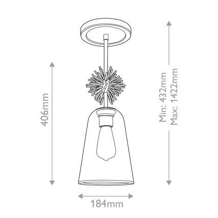 Quoizel - Lampadario a sospensione con supporto rigido STARING 1xE27/40W/230V diametro 18,4 cm oro/patina/limpido