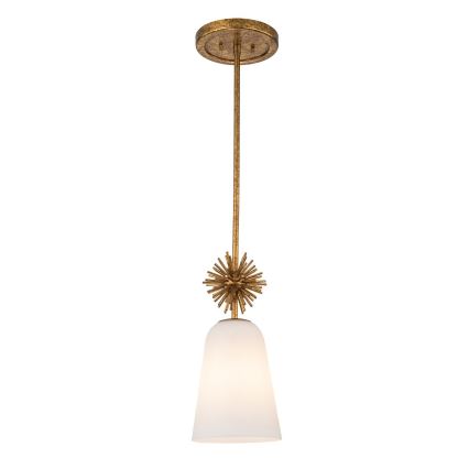 Quoizel - Lampadario a sospensione con supporto rigido STARING 1xE27/40W/230V diametro 18,4 cm oro/patina/bianco