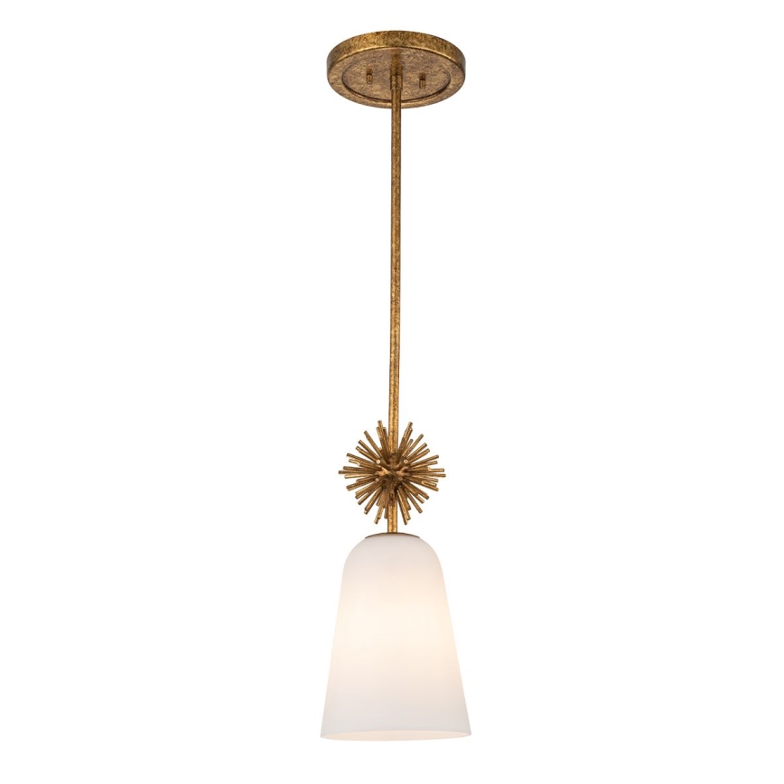Quoizel - Lampadario a sospensione con supporto rigido STARING 1xE27/40W/230V diametro 18,4 cm oro/patina/bianco