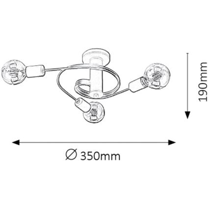 Rabalux - Lampadario fisso 3xE27/15W/230V nero