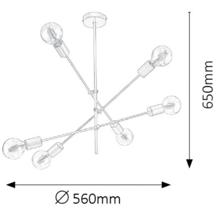 Rabalux - Lampadario a sospensione con supporto rigido 6xE27/15W/230V