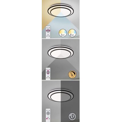 Rabalux - Plafoniera dimmerabile a LED/40W/230V 3000-6500K nera Ø 49 cm + telecomando