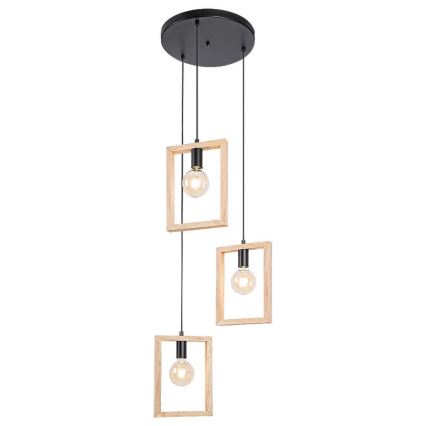 Rabalux - Lampadario su corda  3xE27/40W/230V nero/faggio