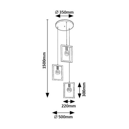 Rabalux - Lampadario su corda  3xE27/40W/230V nero/faggio