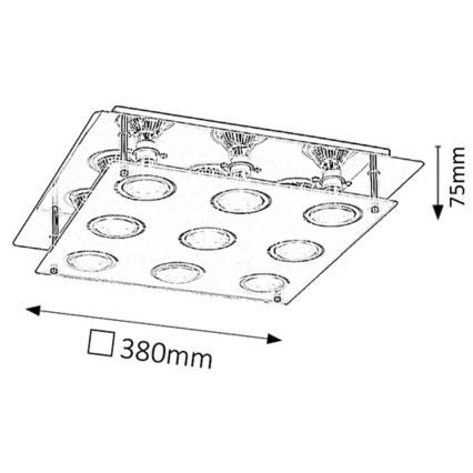 Rabalux - Plafoniera LED NAOMI 9xGU10/5W 38x38 cm