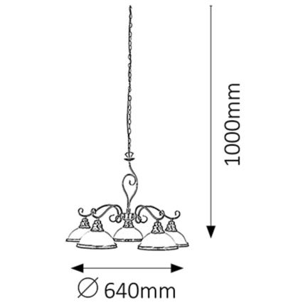 Rabalux 2755 - Lampadario ELISETT 5xE27/60W/230V
