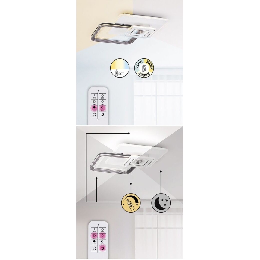 Rabalux - Lampadario LED dimmerabile a plafone LED/48W/230V 3000K/4000K/6000K + tc