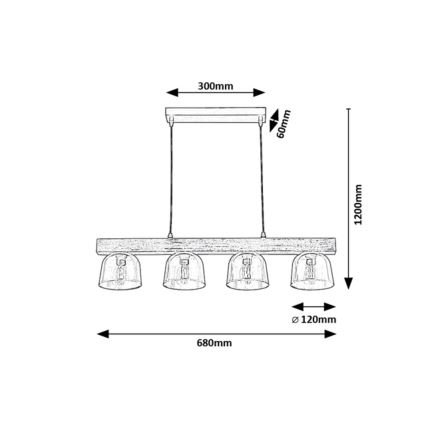 Rabalux - Lampadario su corda 4xE14/40W/230V