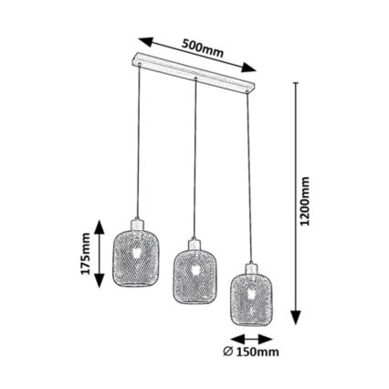 Rabalux  - Lampadario su corda 3xE27/60W/230V