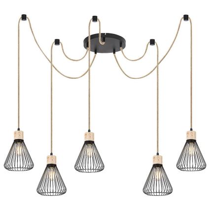 Rabalux - Lampadario a sospensione con filo 5xE27/40W/230V ragno nero/faggio