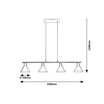 Rabalux - Lampadario su corda 4xE27/40W/230V