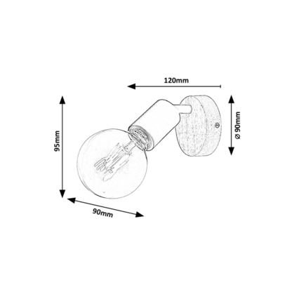 Rabalux - Faretto da parete 1xE27/40W/230V albero di caucciù