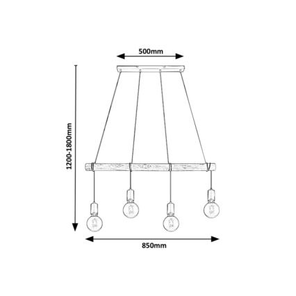 Rabalux - Lampadario a sospensione con filo 4xE27/40W/230V eucalipto