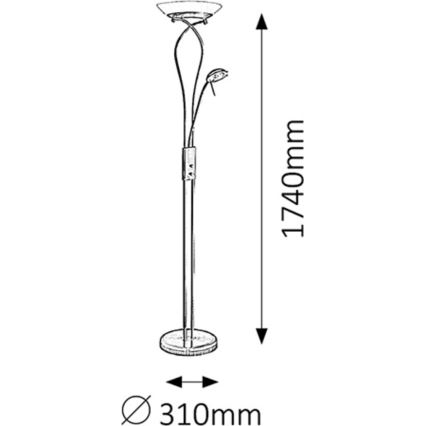 Rabalux - Lampada da terra con dimmer 1xR7s/230W + 1xG9/40W