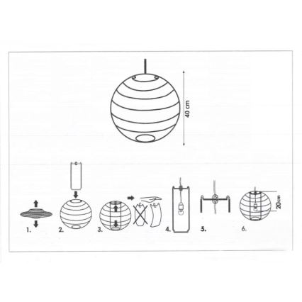 Rabalux 4898 - Paralume per lampadario RICE bianco E27 diametro 40 cm