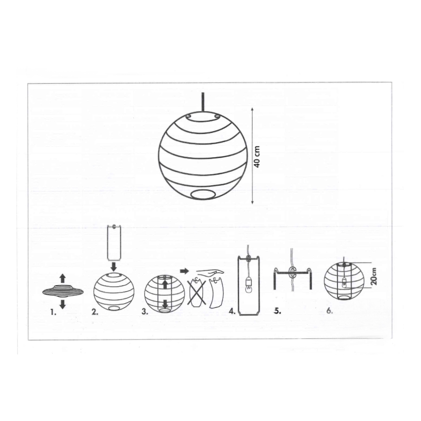 Rabalux 4898 - Paralume per lampadario RICE bianco E27 diametro 40 cm