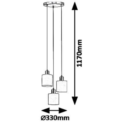 Rabalux 5012 - Lampadario a sospensione con filo NATINA 3xE14/25W/230V