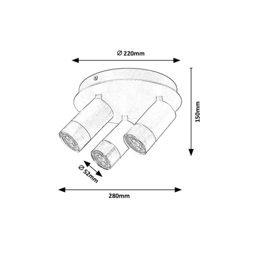 Rabalux - Faretto ZIRCON 3xGU10/5W/230V