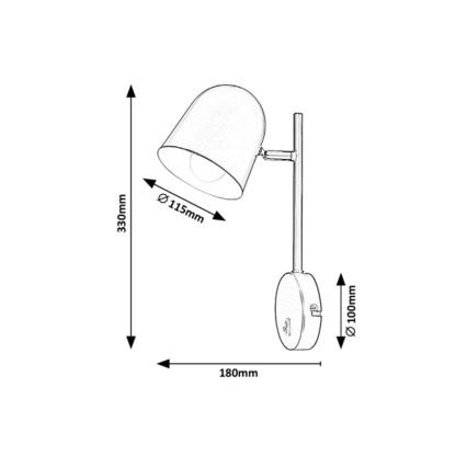 Rabalux - Lampada da muro EGON 1xE14/40W/230V nera