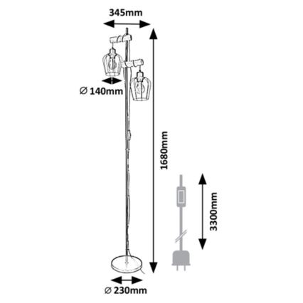 Rabalux - Lampada da terra FABIAN 2xE27/40W/230V