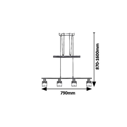 Rabalux 5345 - Lampadario a sospensione con filo LACEY 4xE14/40W/230V