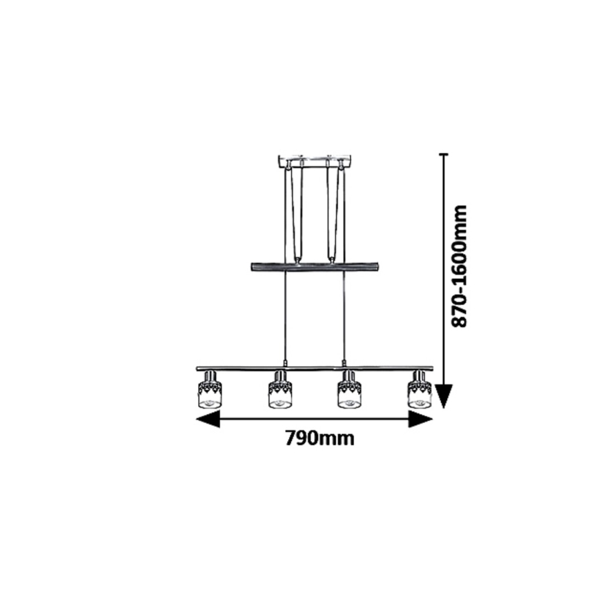 Rabalux 5345 - Lampadario a sospensione con filo LACEY 4xE14/40W/230V