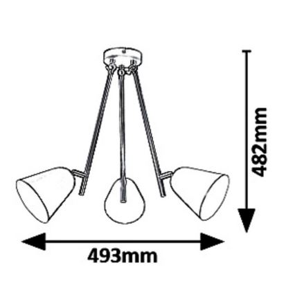 Rabalux 5376 - Lampadario a sospensione con supporto rigido ALDER 3xE14/40W/230V