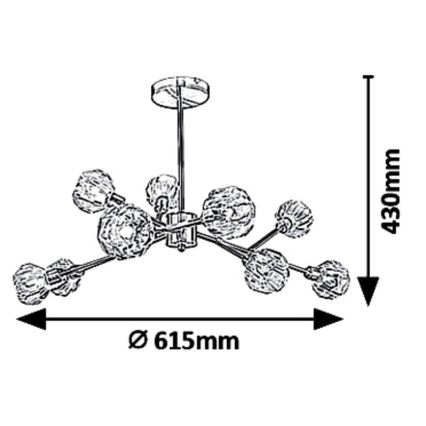 Rabalux 5395 - Lampadario a sospensione con supporto rigido KASSIA 9xG9/5W/230V