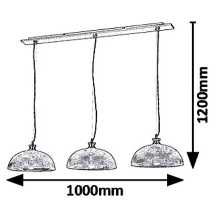 Rabalux 5460 - Lampadario a sospensione con filo PETRINA 3xE27/40W/230V