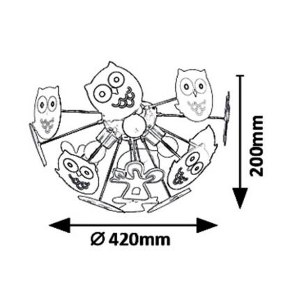 Rabalux 6389 - Lampadario a plafone per bambini BIRDY 3xE14/40W/230V