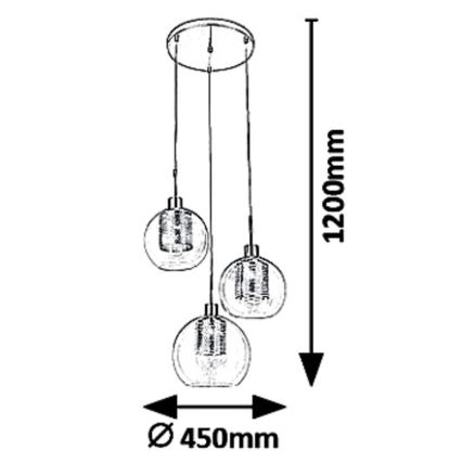 Rabalux 6496 - Lampadario a sospensione con filo PHILANA 3xE14/40W/230V