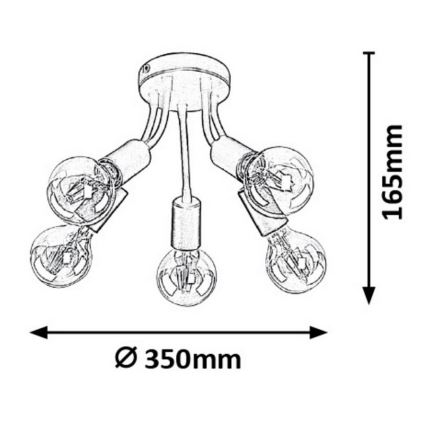 Rabalux - Lampadario a plafone ALMUS 5xE27/60W/230V