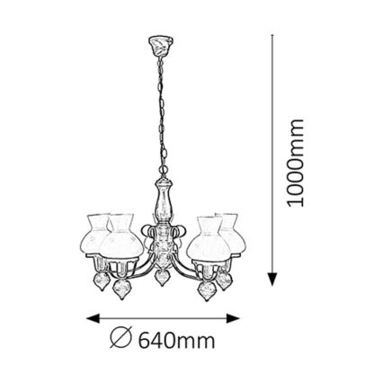 Rabalux - Lampadario a sospensione con catena 5xE27/60W/230V noce