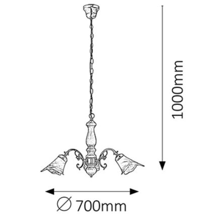 Rabalux - Lampadario a sospensione con catena 3xE14/40W/230V noce